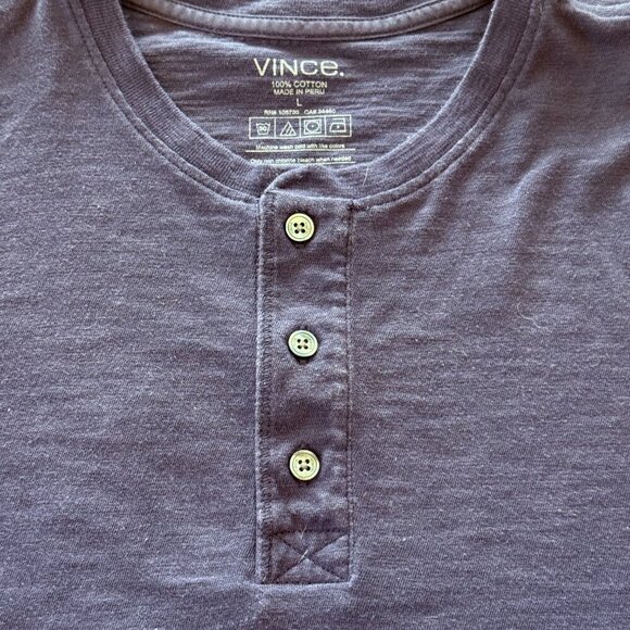 Vince | Classic cotton button tee | Navy Blue | L - Picture 3 of 5